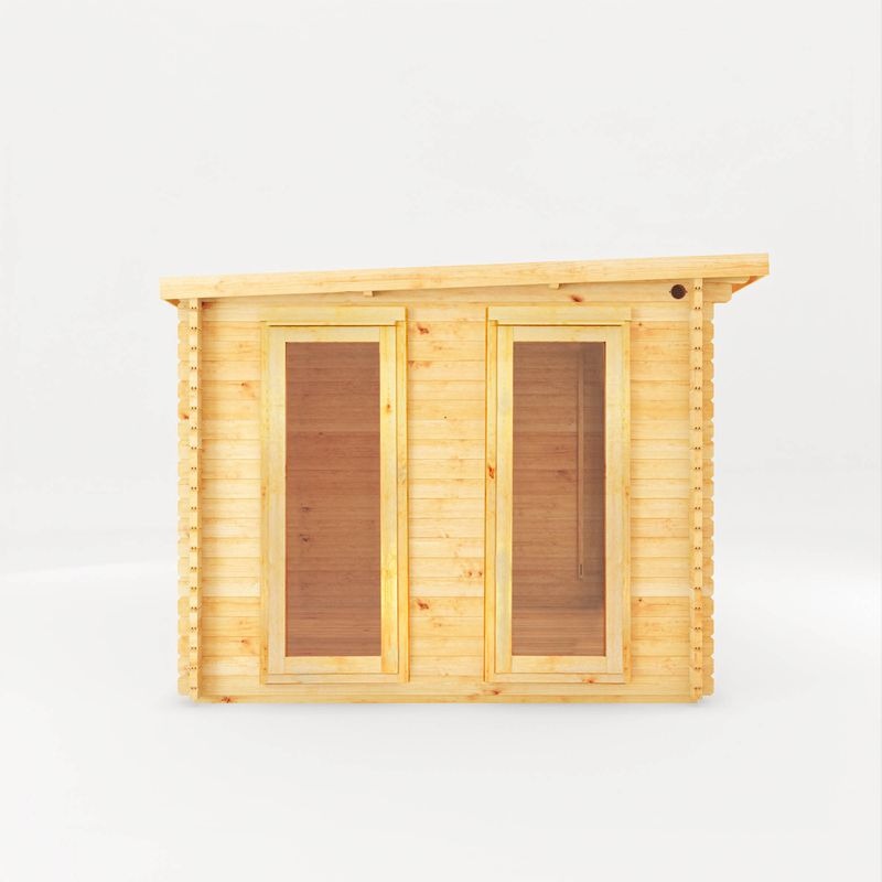 Adley 4.1m x 3m Alpha Pent Log Cabin With Side Shed - 44mm | Sheds.co.uk