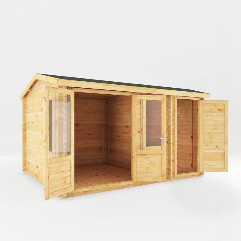 Adley 4.1m x 3m Delta Home Office Log Cabin With Side Shed - 28mm | Sheds.co.uk