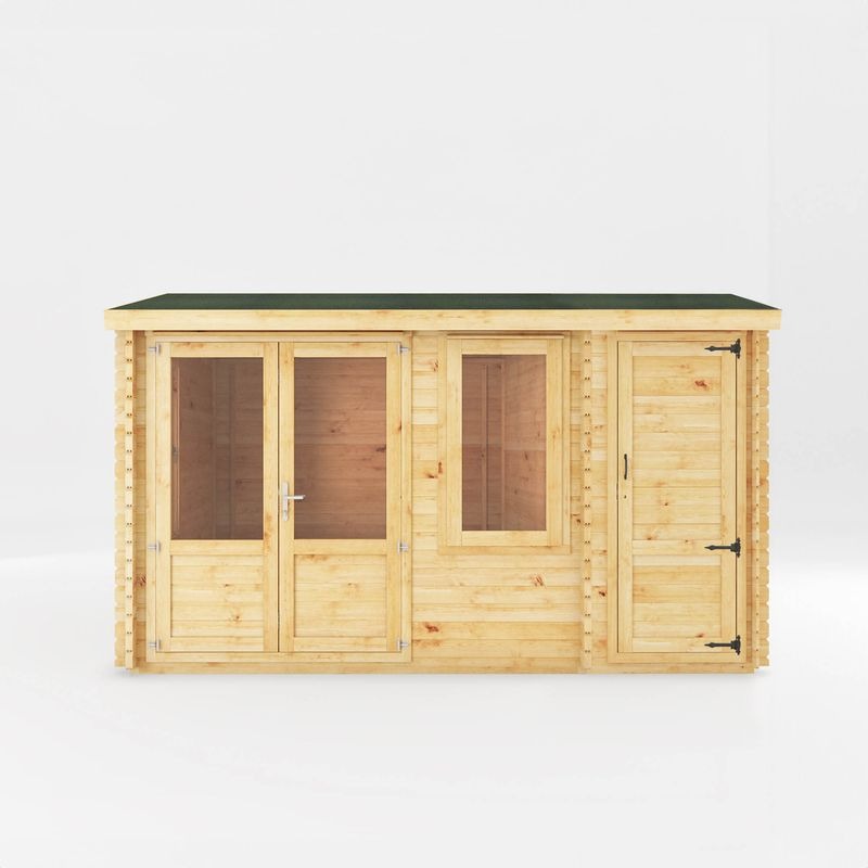 Adley 4.1m x 3m Delta Home Office Log Cabin With Side Shed - 28mm | Sheds.co.uk