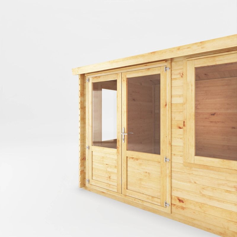 Adley 4.1m x 3m Delta Home Office Log Cabin With Side Shed - 28mm | Sheds.co.uk