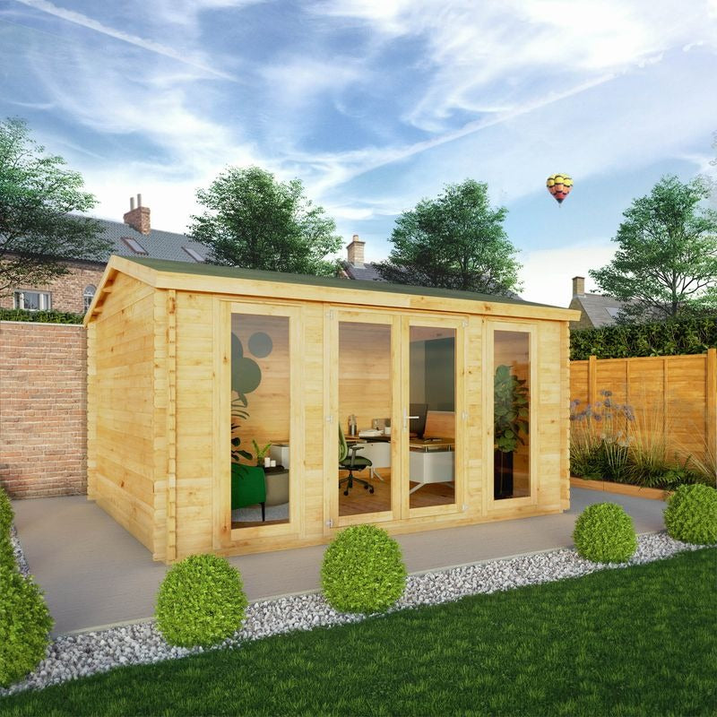 Adley 4.5m x 3.5m Bravo Home Office Log Cabin - 28mm | Sheds.co.uk