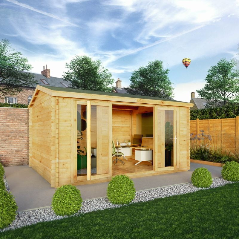 Adley 4.5m x 3.5m Bravo Home Office Log Cabin - 44mm | Sheds.co.uk