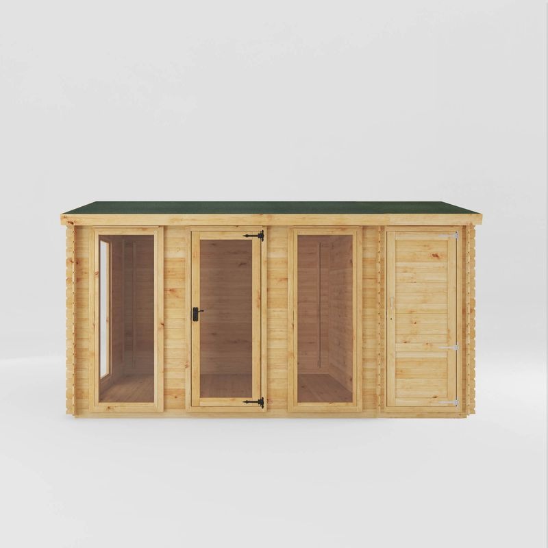 Adley 4.6m x 3m Dorset Log Cabin With Side Shed - 19mm | Sheds.co.uk
