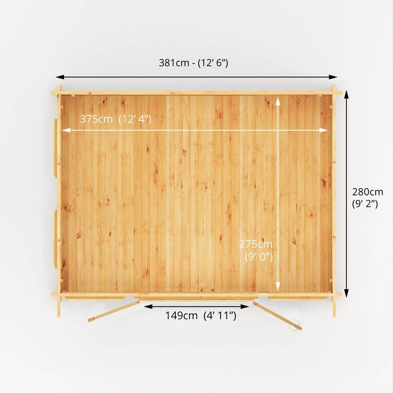 Adley 4m x 3m Alpha Pent Log Cabin - 44mm | Sheds.co.uk