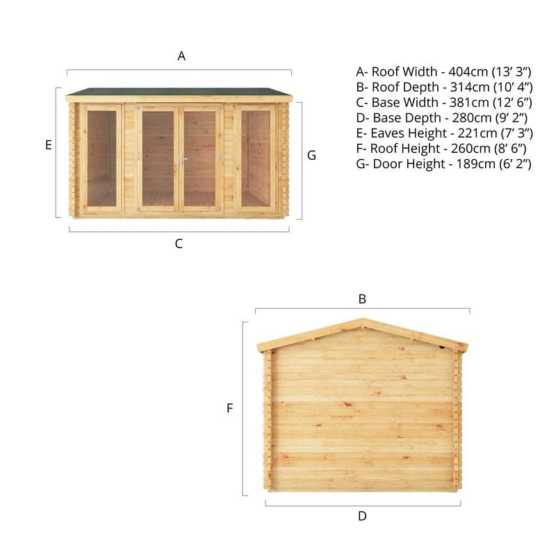 Adley 4m x 3m Bravo Home Office Log Cabin - 28mm | Sheds.co.uk