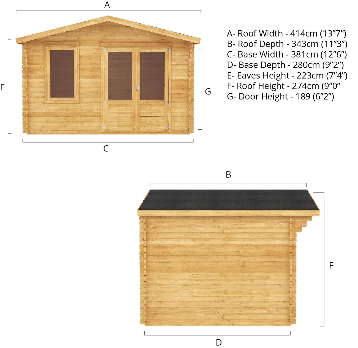Adley 4m x 3m Lincoln Log Cabin - 28mm | Sheds.co.uk