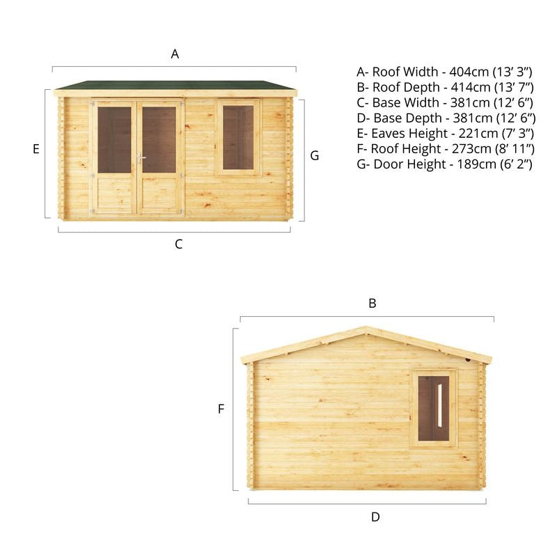 Adley 4m x 4m Delta Home Office Log Cabin - 44mm | Sheds.co.uk