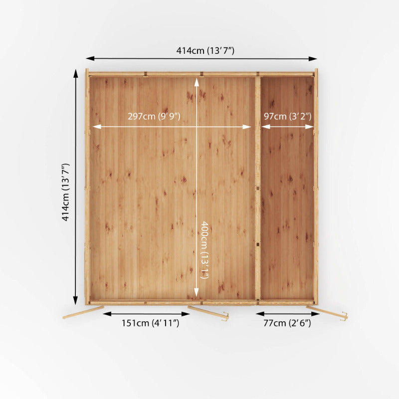 Adley 4m x 4m Insulated Garden Room With Side Shed | Sheds.co.uk