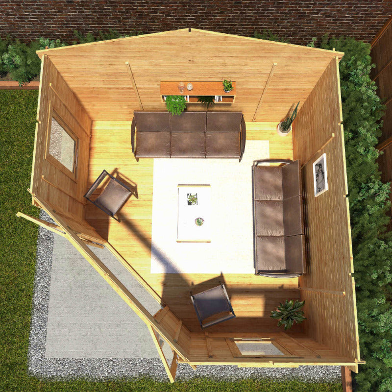 Adley 4m x 4m Somerset Corner Log Cabin - 28mm | Sheds.co.uk