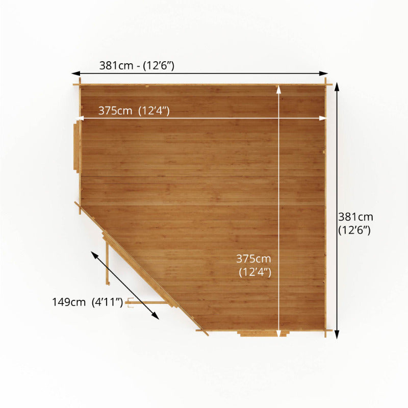Adley 4m x 4m Somerset Corner Premium Log Cabin - 44mm | Sheds.co.uk
