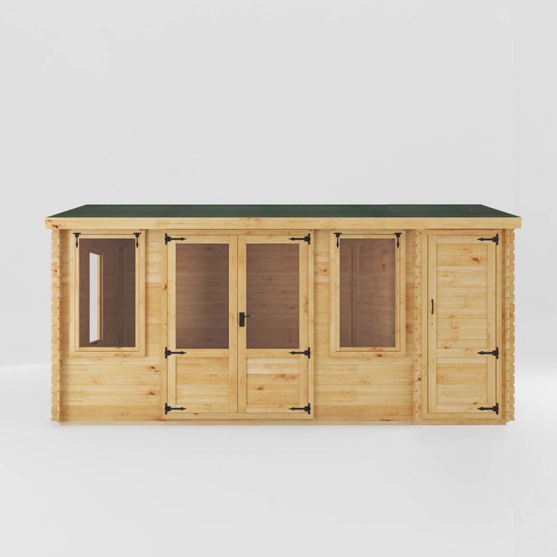 Adley 5.1m x 3m Westmorland Log Cabin With Side Shed - 19mm | Sheds.co.uk