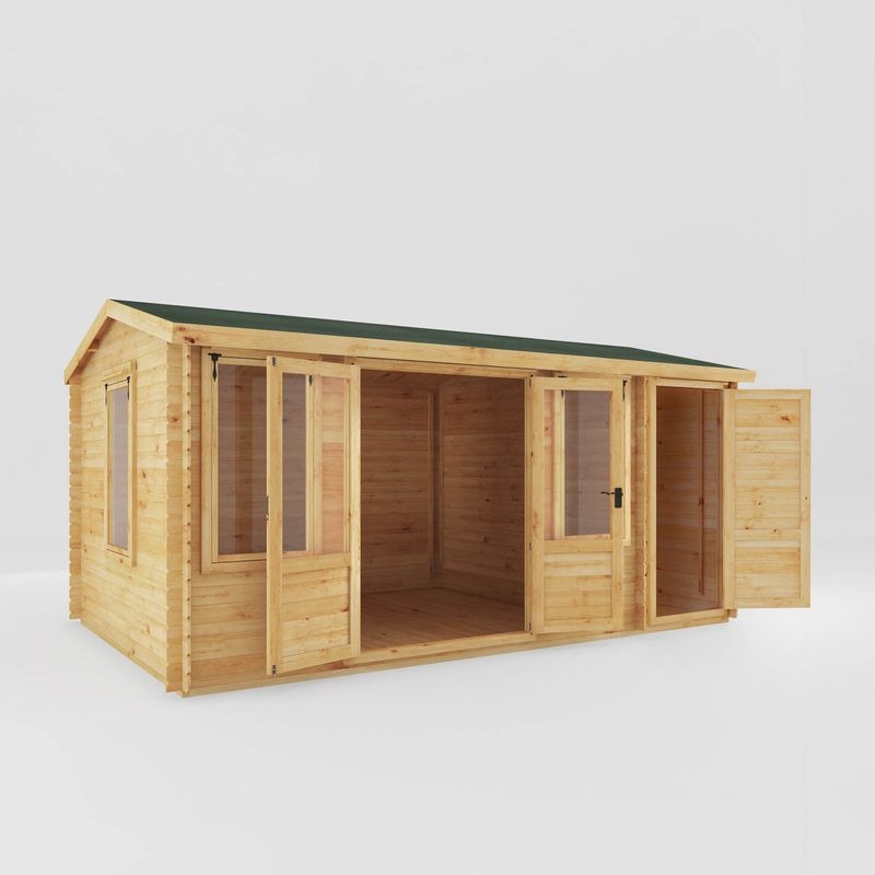 Adley 5.1m x 3m Westmorland Log Cabin With Side Shed - 19mm | Sheds.co.uk