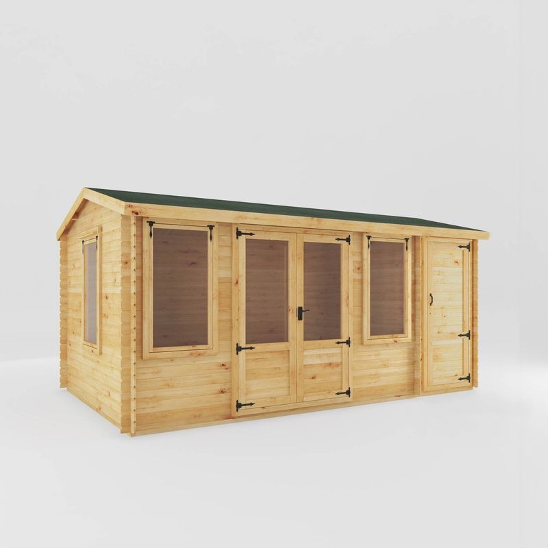 Adley 5.1m x 3m Westmorland Log Cabin With Side Shed - 19mm | Sheds.co.uk