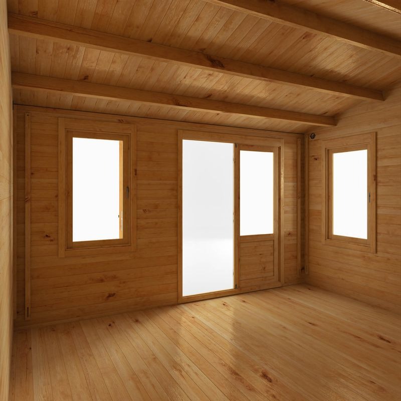 Adley 5.1m x 4m Delta Home Office Log Cabin With Side Shed - 28mm | Sheds.co.uk