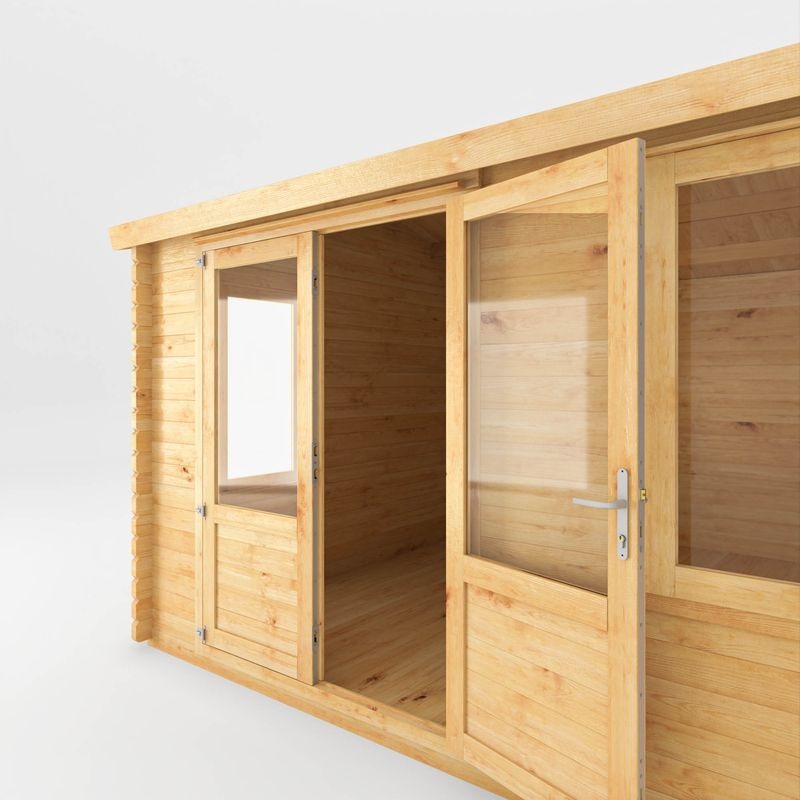 Adley 5.1m x 4m Delta Home Office Log Cabin With Side Shed - 44mm | Sheds.co.uk