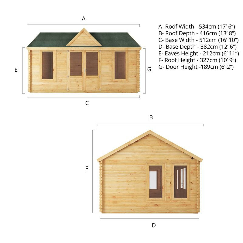Adley 5.3m x 4m Echo Log Cabin - 44mm | Sheds.co.uk