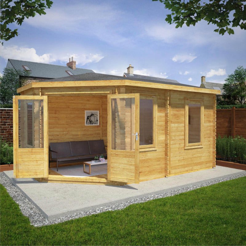 Adley 5m x 3m Dorchester Executive Corner Premium Log Cabin - 44mm | Sheds.co.uk