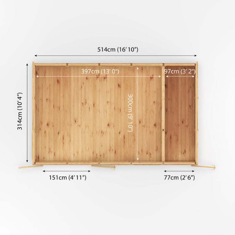 Adley 5m x 3m Insulated Garden Room With Side Shed | Sheds.co.uk