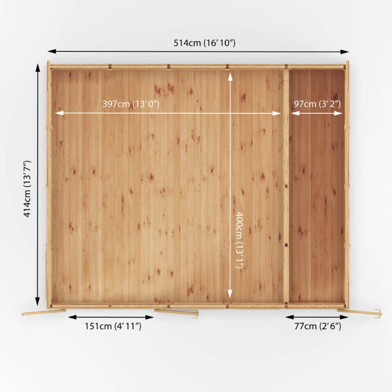 Adley 5m x 4m Insulated Garden Room With Side Shed | Sheds.co.uk