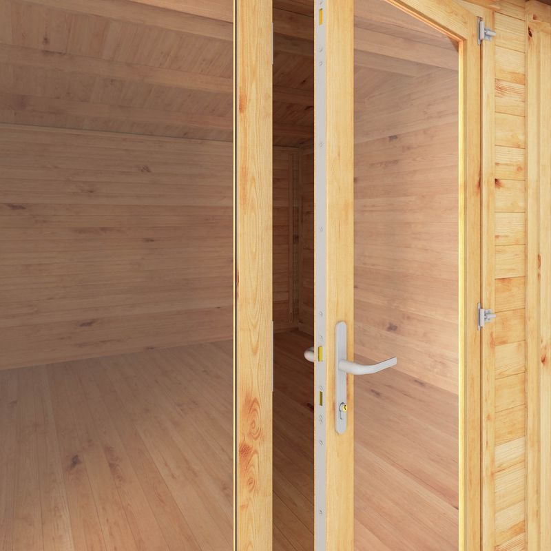 Adley 6.1m x 4m Bravo Home Office Log Cabin With Side Shed - 44mm | Sheds.co.uk