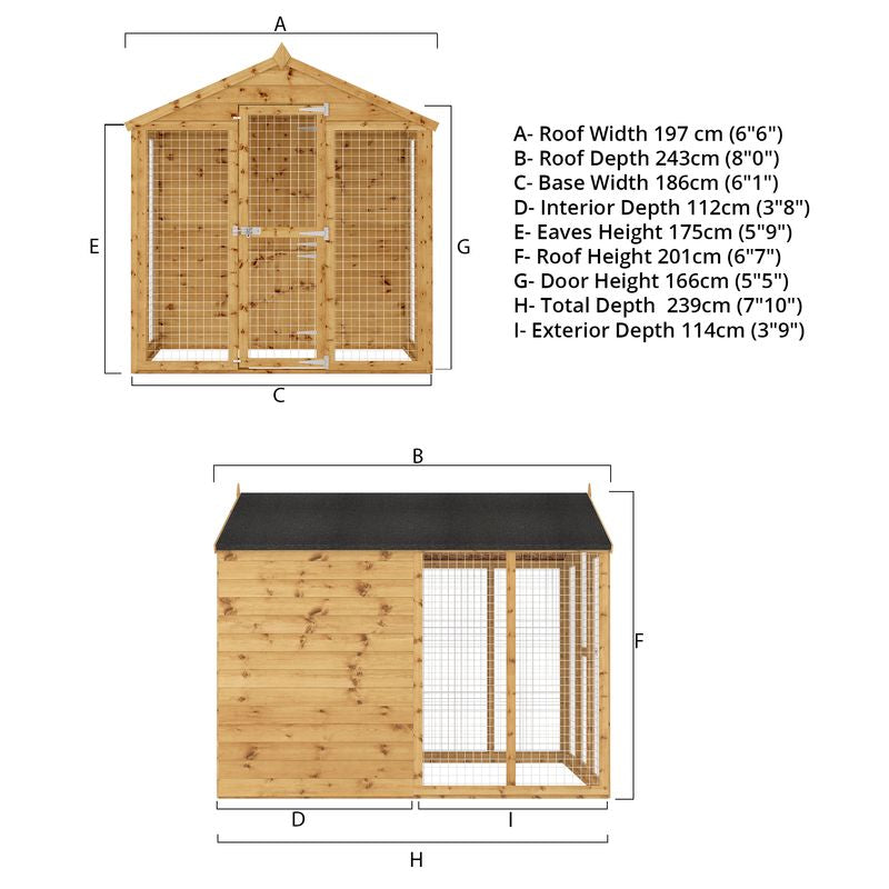 Adley 6' x 8' Superior Dog Kennel & Run | Sheds.co.uk