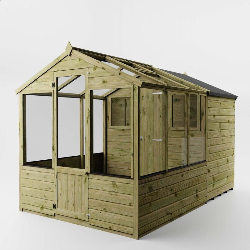 Adley 6' x 10' Budget Shiplap Greenhouse With a Shed | Sheds.co.uk