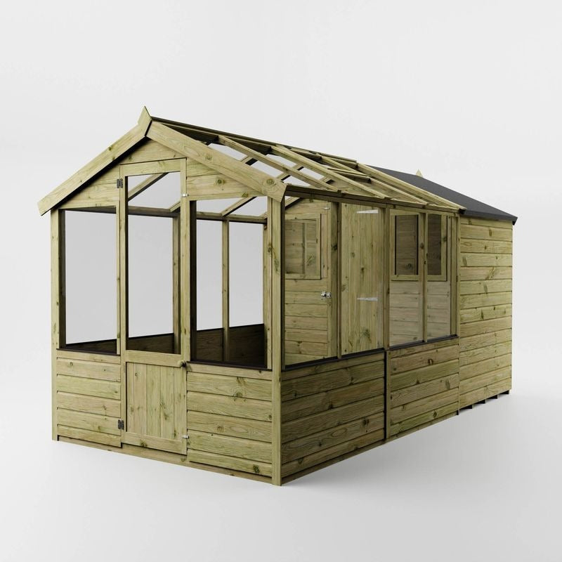 Adley 6' x 12' Budget Shiplap Greenhouse With a Shed | Sheds.co.uk