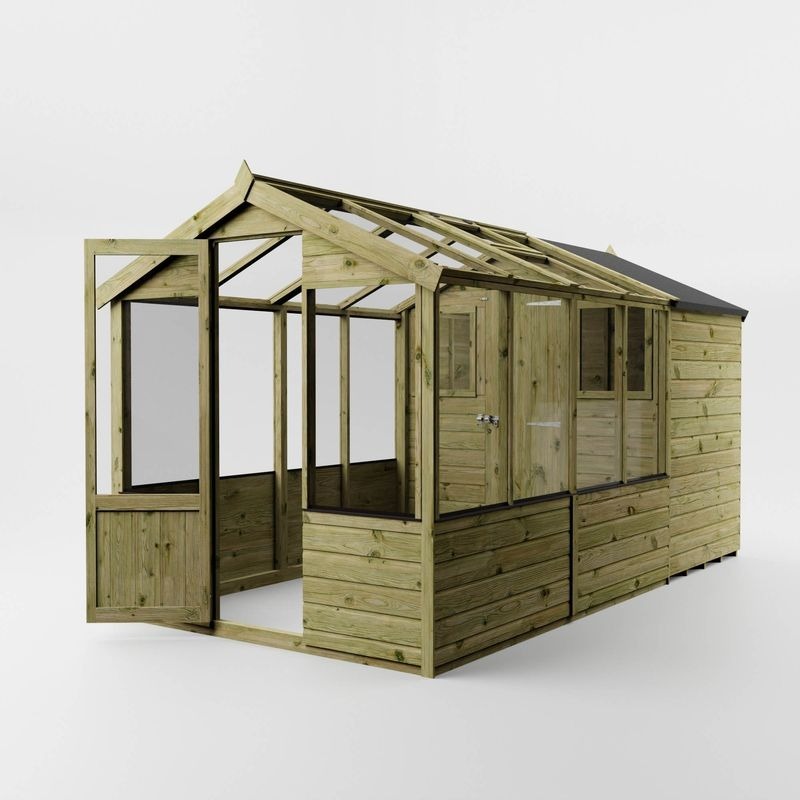 Adley 6' x 12' Budget Shiplap Greenhouse With a Shed | Sheds.co.uk