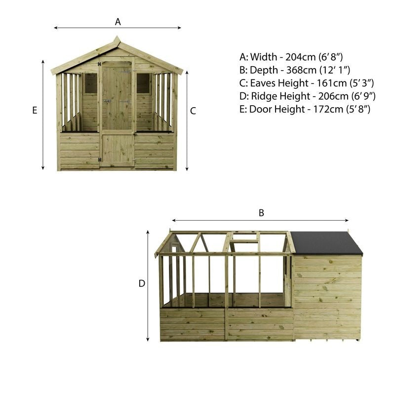 Adley 6' x 12' Budget Shiplap Greenhouse With a Shed