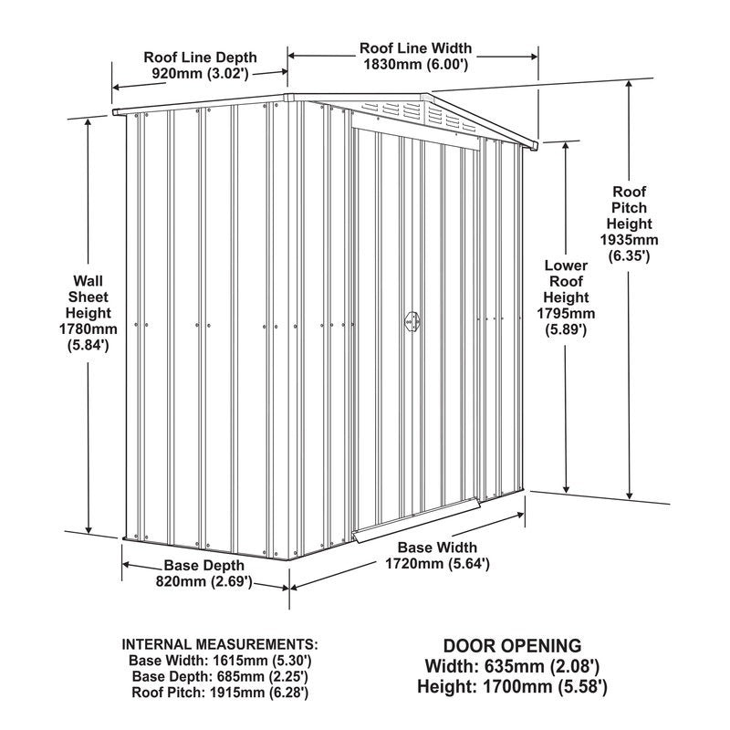 Adley 6' x 3' Apex Metal Shed - Green | Sheds.co.uk