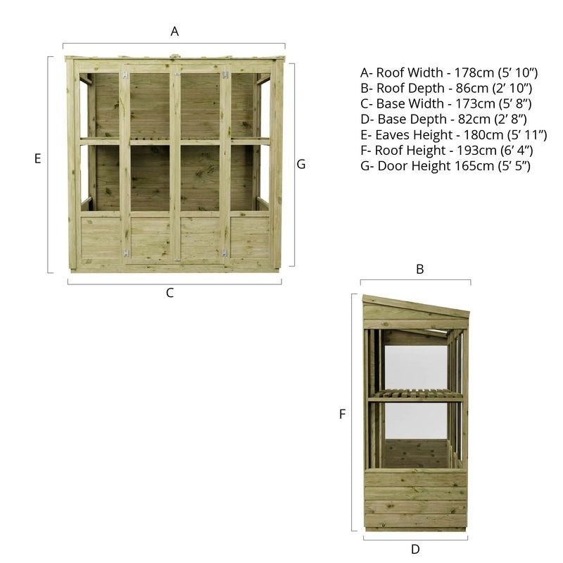 Adley 6' x 3' Wooden Tall Wall Greenhouse | Sheds.co.uk
