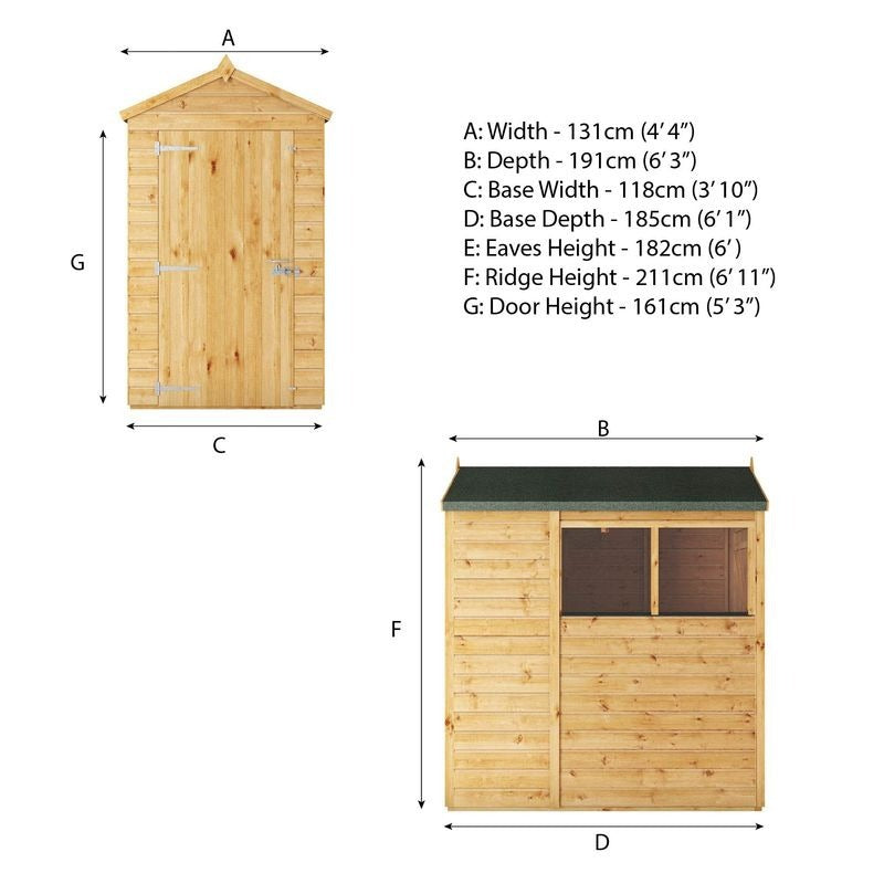 Adley 6' x 4' Lumberjack Premium Shiplap Modular Apex Shed
