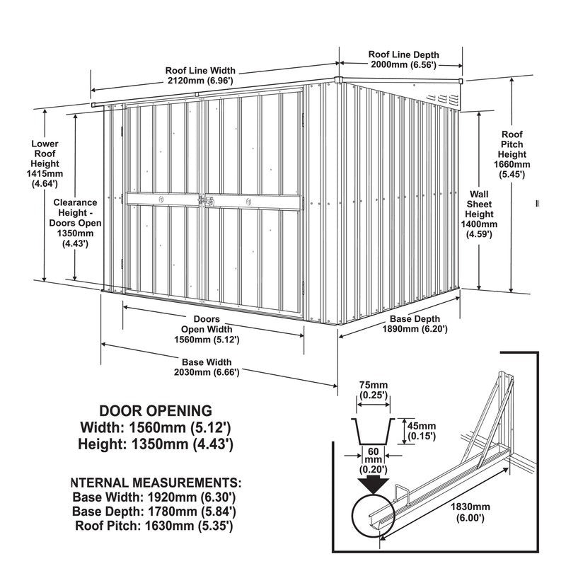 Adley 6' x 6' Metal Bike Locker - Grey