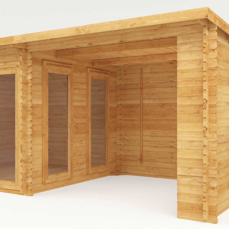 Adley 6m x 3m Alpha Log Cabin With Outdoor Area- 28mm | Sheds.co.uk