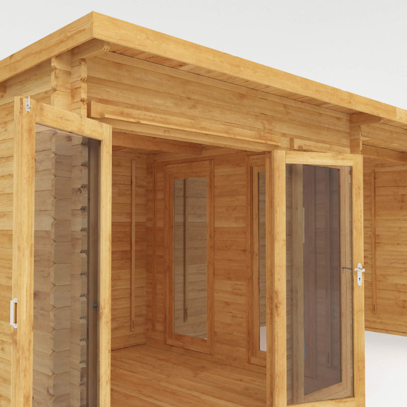 Adley 6m x 3m Alpha Log Cabin With Outdoor Area- 28mm | Sheds.co.uk