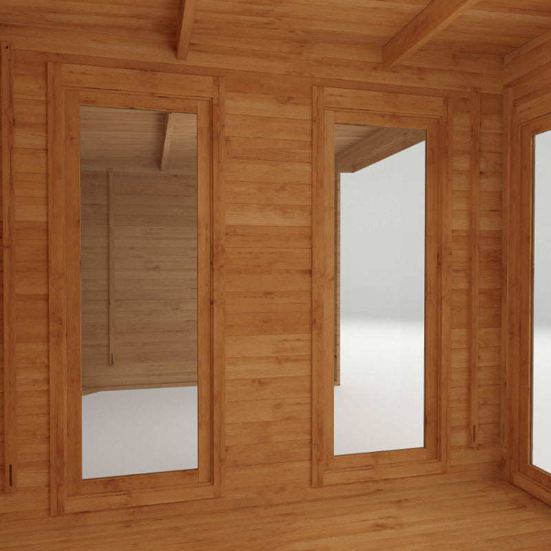 Adley 6m x 3m Alpha Log Cabin With Outdoor Area- 28mm | Sheds.co.uk