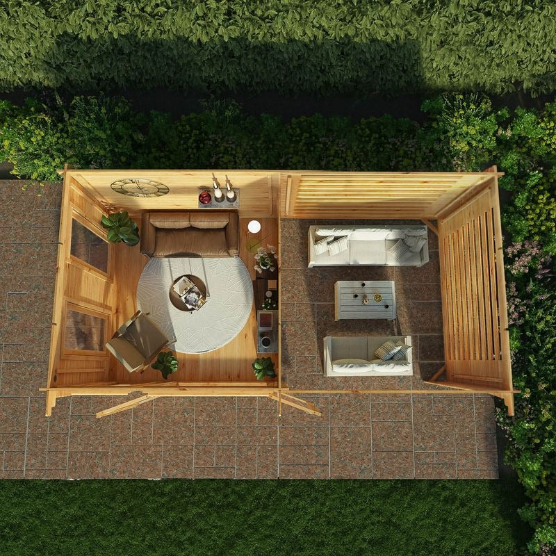 Adley 6m x 3m Alpha Pent Log Cabin With Slatted Area - 28mm | Sheds.co.uk