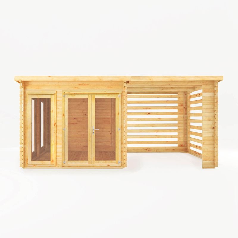 Adley 6m x 3m Alpha Pent Log Cabin With Slatted Area - 44mm | Sheds.co.uk