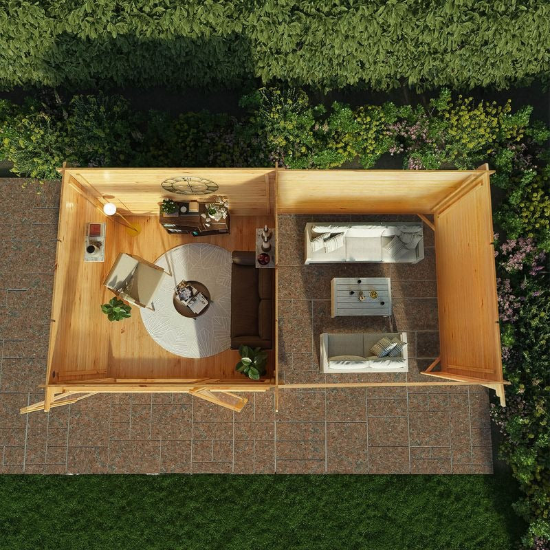 Adley 6m x 3m Quebec Pent Log Cabin With Patio Area - 28mm | Sheds.co.uk
