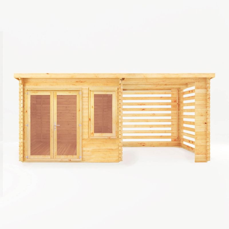 Adley 6m x 3m Quebec Pent Log Cabin With Slatted Area - 28mm | Sheds.co.uk