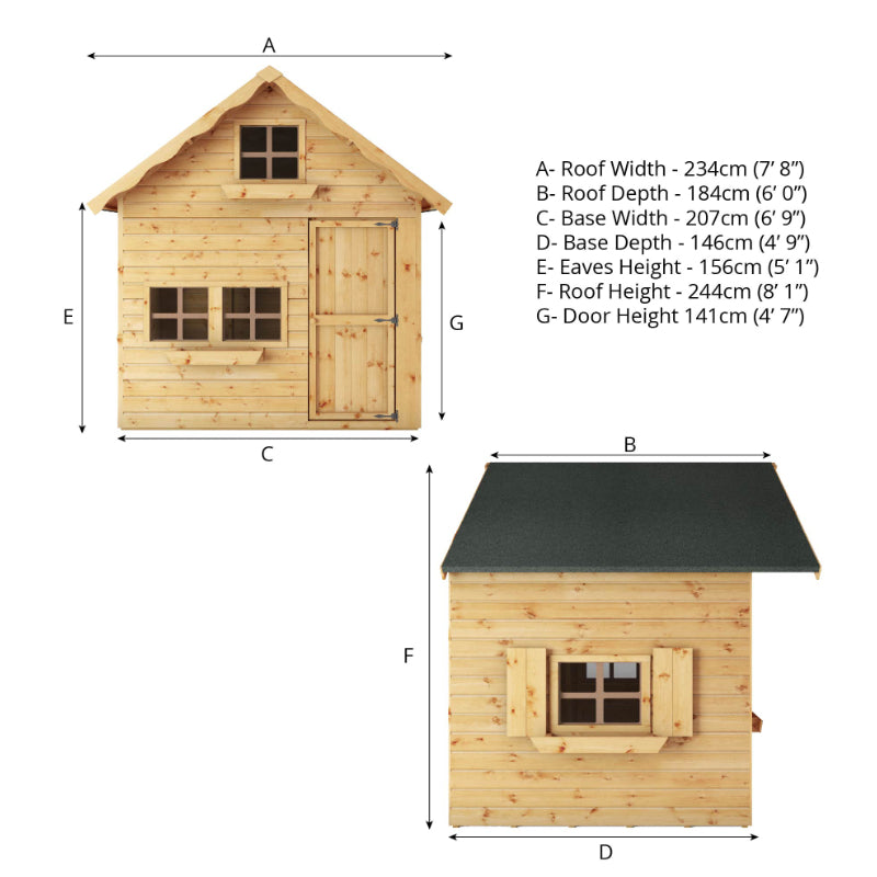 Adley 7' x 5' Jellytot Two Storey Cottage Playhouse