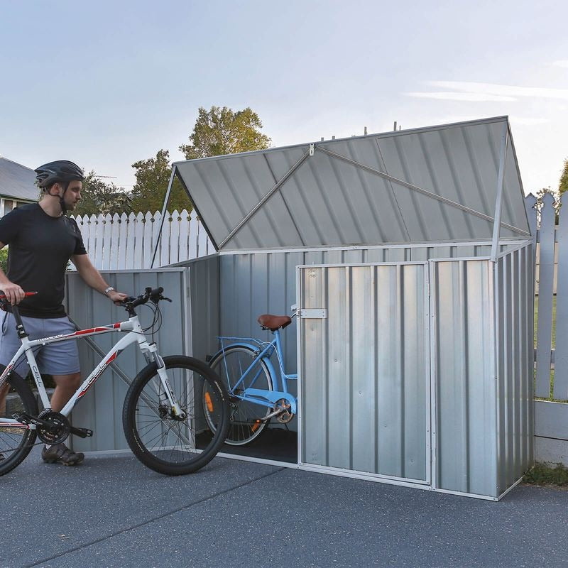Adley 7' x 3' Silver Titanium Pent Metal Bike Store With Anchor Kit | Sheds.co.uk