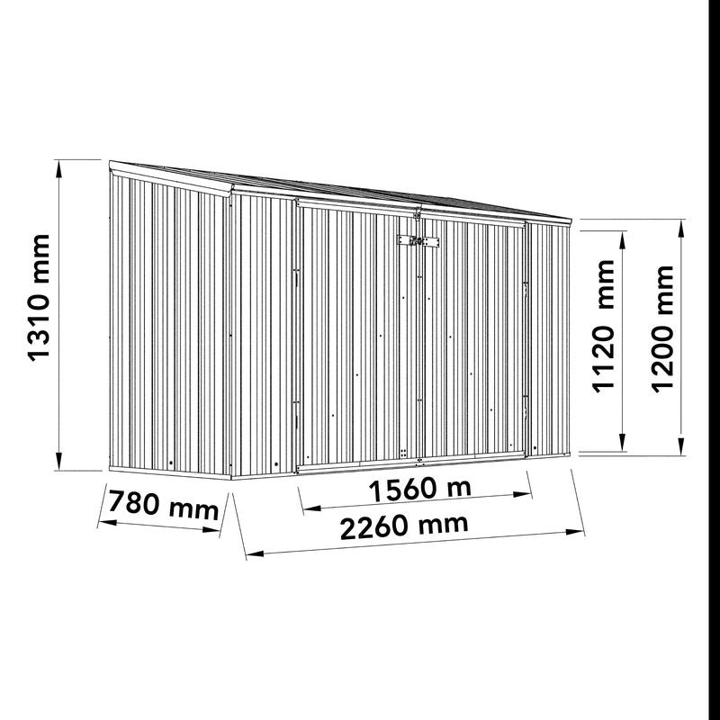 Adley 7' x 3' Silver Titanium Pent Metal Bike Store With Anchor Kit