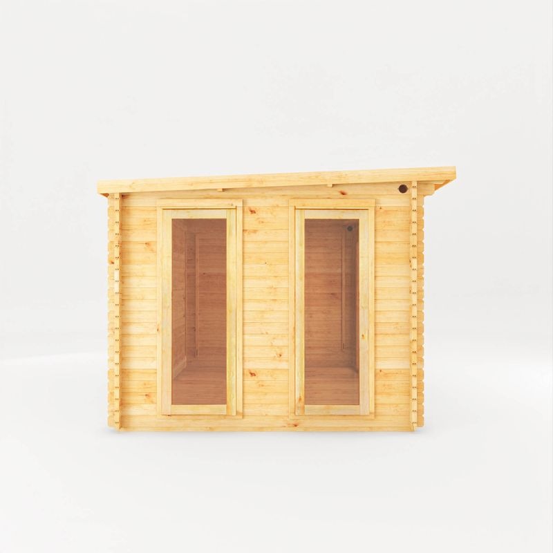 Adley 7m x 3m Alpha Pent Log Cabin With Patio Area - 44mm | Sheds.co.uk