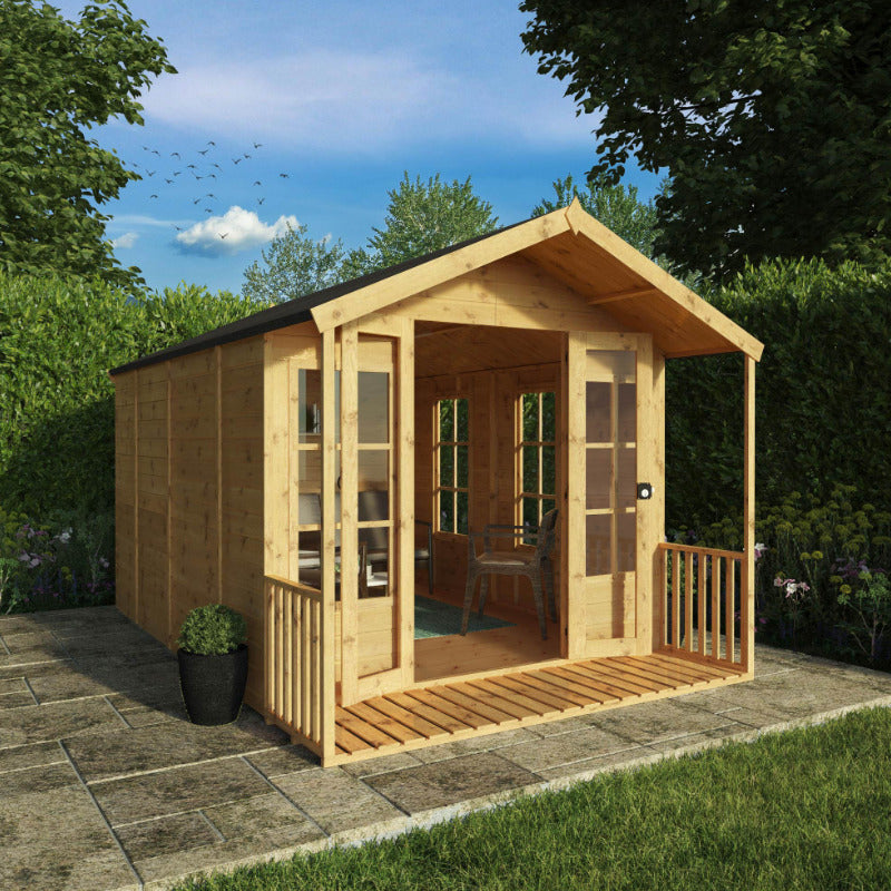 Adley 8' x 12' Premium Traditional Summer House With Veranda | Sheds.co.uk