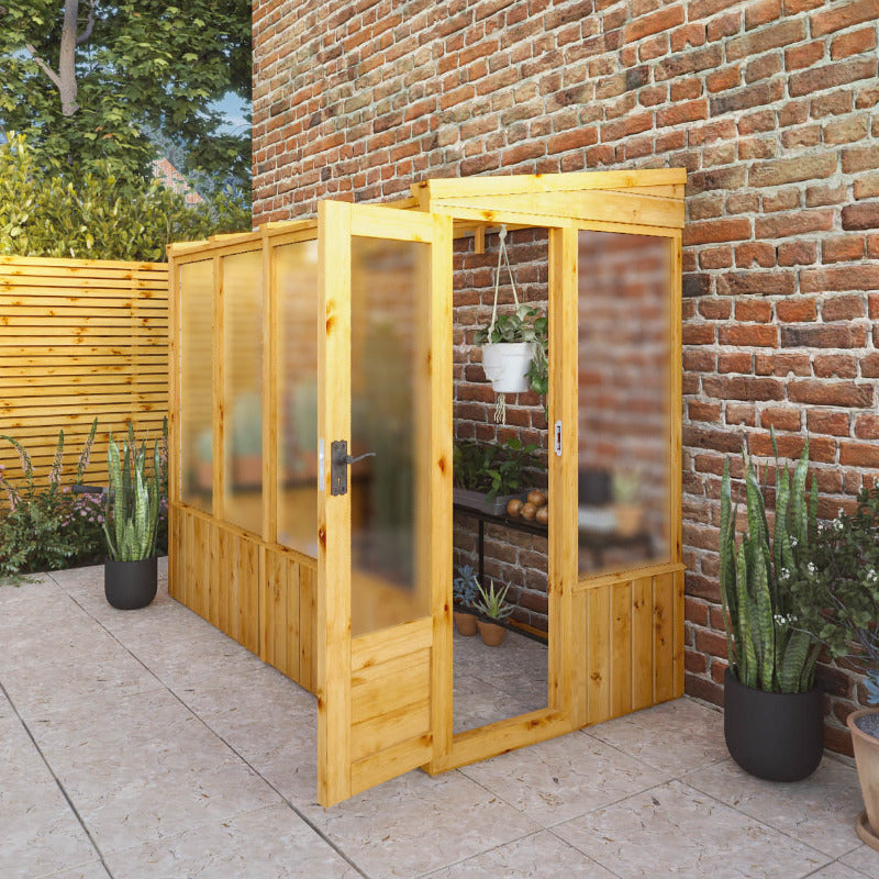Adley 8' x 4' Lumberjack Premium Pent Lean-To Wooden Greenhouse | Sheds.co.uk