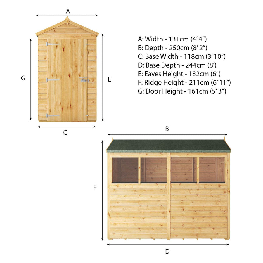 Adley 8' x 4' Lumberjack Premium Shiplap Modular Apex Shed