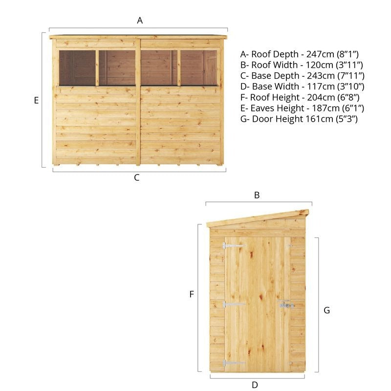 Adley 8' x 4' Lumberjack Premium Shiplap Modular Pent Shed