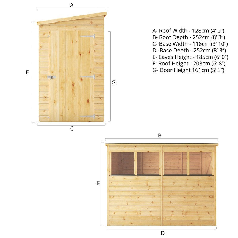Adley 8' x 4' Modular Shiplap Pent Shed