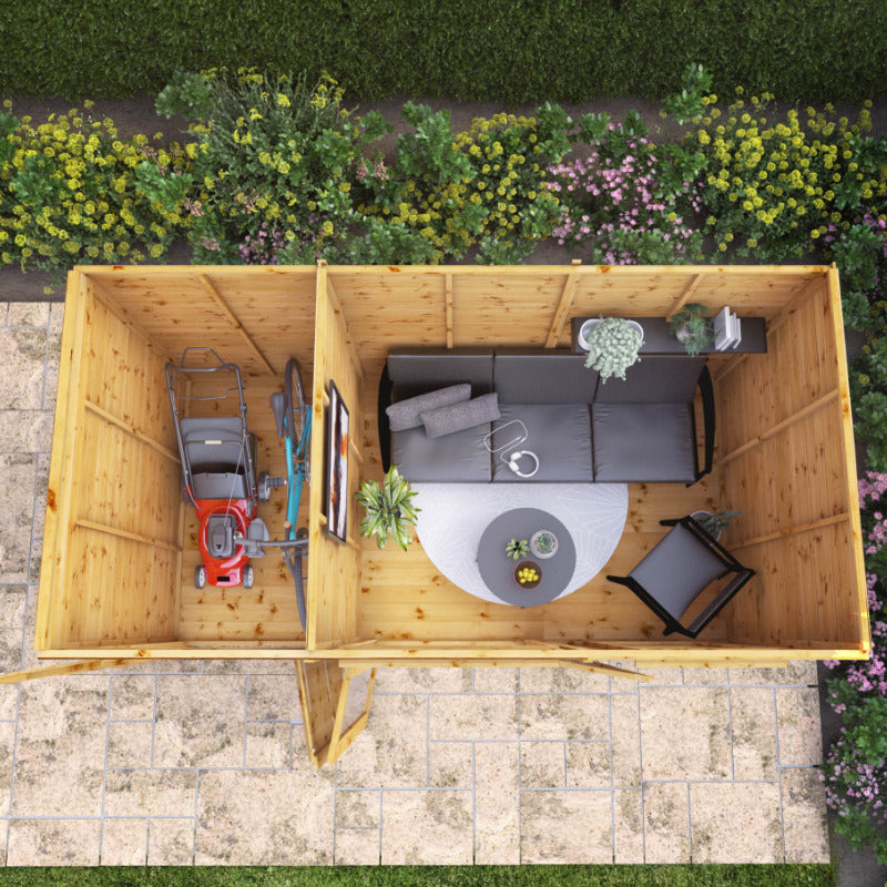 Adley 12' x 6' Honeybourne Summer House With 4' Side Shed | Sheds.co.uk